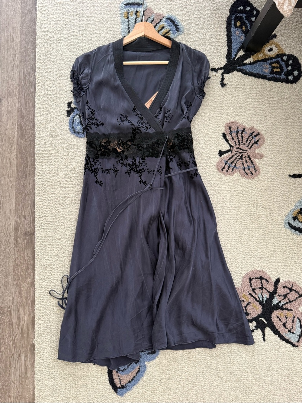 Vintage Silk Laundry by Shelli Segal Wrap Dress in Black